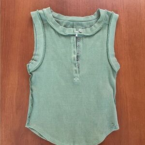 Free people green Henley tank top. Women’s size small.